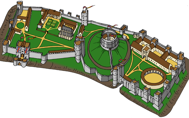 Aerial View of Windsor Castle c.1344 - © Nash Ford Publishing